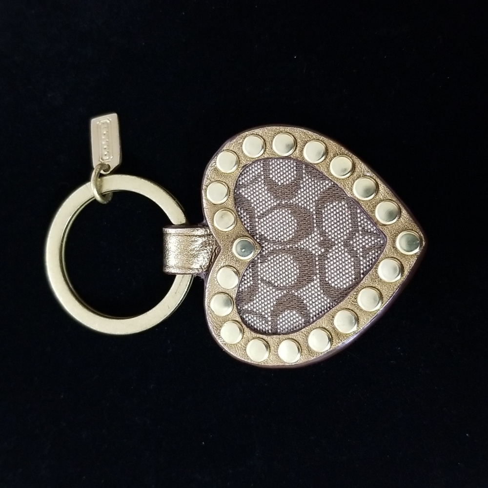 Coach Signature Heart Keychain Keyring Charm Keyfob